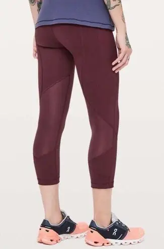 Lululemon  Pace Rival Crop Leggings Womens 4 Dark Adobe Red Stretch 22” Athletic