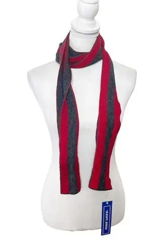 Sleepy Jones Striped Scarf Red Grey Cashmere Wool Angora Rabbit Blend 62x5 New