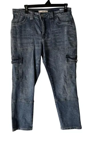 Kancan Jeans Womens 9 28 Cargo Utility Denim Straight Leg Pocket Stretch Pants Blue