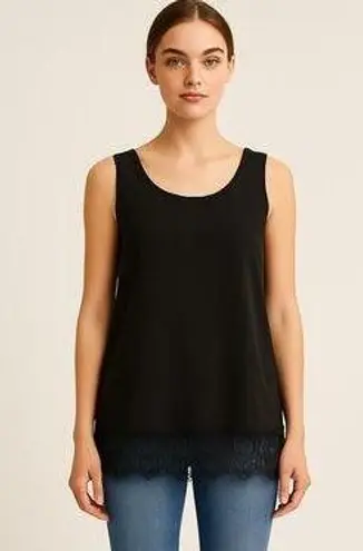 RINASCIMENTO Black Sheer Camisole with Lace Trim