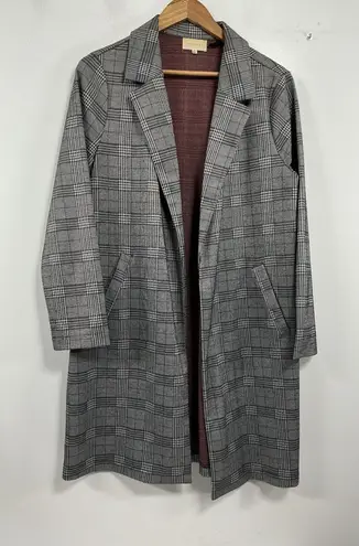 MELLODAY Womans Open Front Knee Length Light Weight Coat Medium Plaid