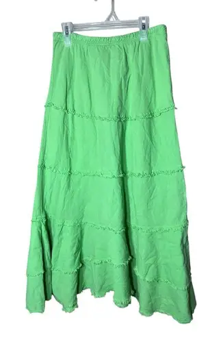 Soft Surroundings Green Tiered Maxi Skirt Size S