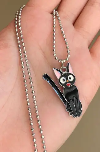 Handmade kawaii cute y2k 90’s black cat ballchain necklace ❤️