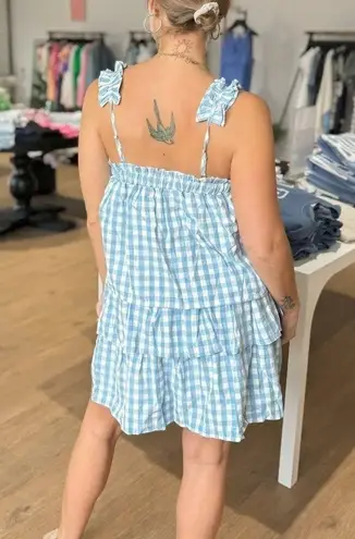 Andree by Unit Green Gingham Dress Medium Ruffle Tiered Twofer