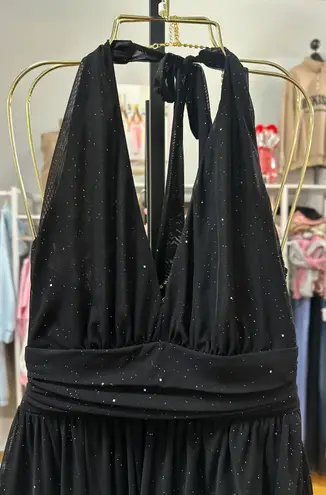 D & M Black Sparkling Sheer Maxi Dress