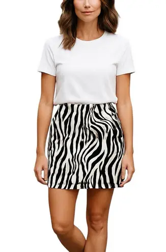 TULEH Zebra Black White Print Women's Mini Pencil Skirt 6