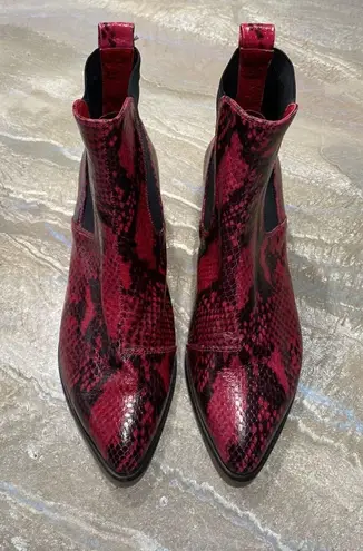 Silent D Leather Red Ankle Boots Size 36