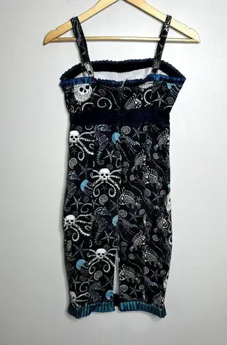 Too Fast Sea Creature Skeleton Bodycon Dress Black