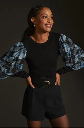 Anthropologie Bl-nk London  Puff Sleeve Butterfly Sweater size XXS