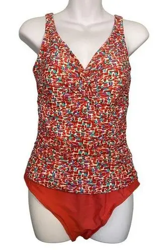 Sweet Escape Size 12 Swimsuit One Piece Full Coverage Coral Ruched Sides Padded Pink
