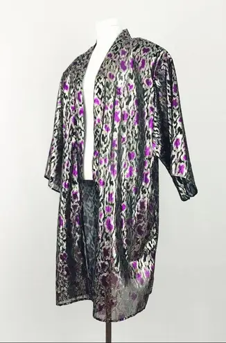 Vintage Metallic Woven Animal Motif Robe | OS Black Size undefined