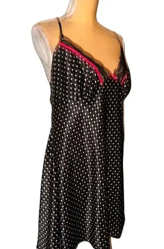 Apt. 9  black sweet little nighty with white polka dots and red lace detailing.New