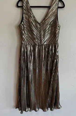 The Room gold pleated v-neck dress size large