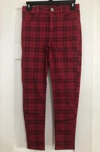 American Eagle  Next level stretch red checkered hi rise jeggings xshort womens 4