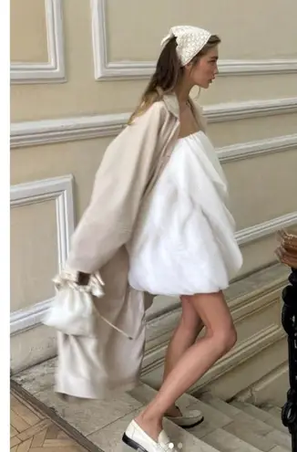 ACLER Otley Strapless Organza Mini Dress in White Size US 6