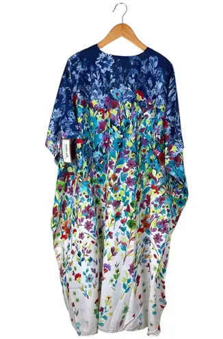 NWT Winlar Kaftan House Dress Beach MuMu OS Fits Most Blue Floral Long Multiple