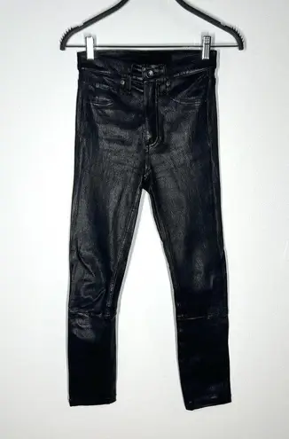 Rag and Bone  Sz 23 Nina High Rise Leather Black Cropped Pants