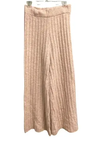 Sincerely Jules Wide Leg Sweater Soft Pants Large Oatmeal Knit Pull On Lounge