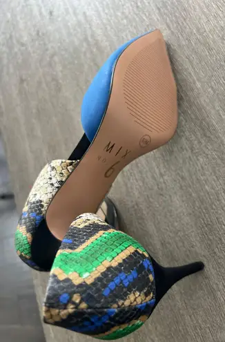 mix no. 6 Hilani Pump - The Shoe Company - Blue, Green Snake Skin - Size 6.5 NEW
