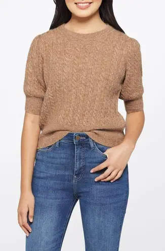 VERO MODA NWT hailey cable short sleeve sweater in brown