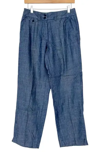 LL Bean Tencel Linen Chambray Classic Fit Pants Sz 6 Blue