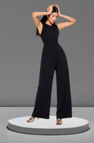 Cider  Viral Tiktok Black Solid Sleeveless Wide Leg Jumpsuit Size 0X NWT #3272