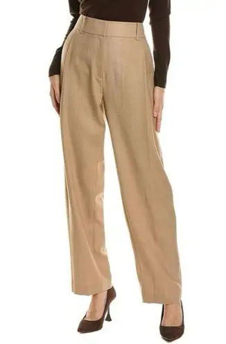 Rebecca Taylor Wool Blend Herringbone Pleated Trouser Pants Tan Size 6