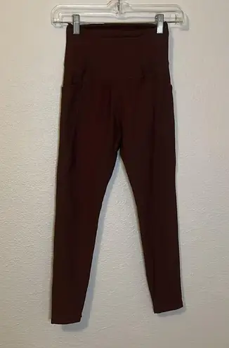 Wilo Chocolate Brown Ribbed Pocket Leggings Size Small