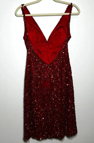Scala Dress Women 2 Red Sequin 100% Silk Cocktail Party Holiday New Years Y2K