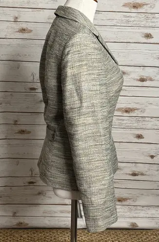 Lafayette 148 tan/cream wool/cotton blend tweed single-breasted blazer Size 10 - Image 5