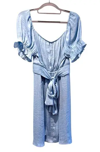 Mi Ami For Francesca’s Madilyn Tie Back Satin Mini Dress Light Blue Size XL - Image 4