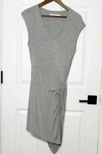 Bishop and Young BISHOP + YOUNG Size L Gray Cap Sleeve Modal Knit Ruched T-Shirt Dress