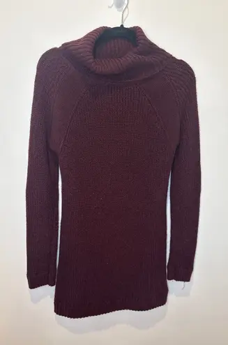 MLTATM Burgundy Cowl Neck Chunky Knit Sweater Dress Tunic Size M Purple Size M