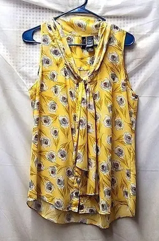 Bisou Bisou Button Down Blouse, Tie, Sz Large