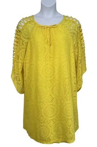 Tacera Women's Embroidery Lace Lined Yellow Dress Sz 2X Summer Vacation Vibrant - Image 1