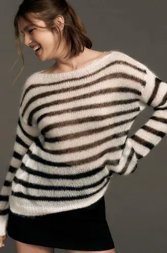 Maeve Sheer Oversized Italian Wool Sweater, Size S