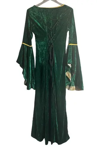 Spirit Halloween Costume Green Velour Maxi Long Sleeve Dress Witch Sanderson Goth