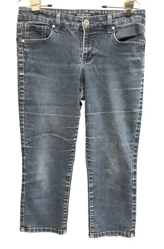 Bandolino Bandalino Womens Blue Denim Capri Jeans Embellished Pockets Size 8