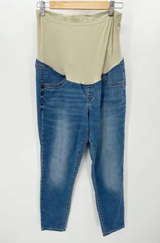 a glow Jeans Women MATERNITY 18 Blue Medium Wash Denim Jeggings Jean Leggings
