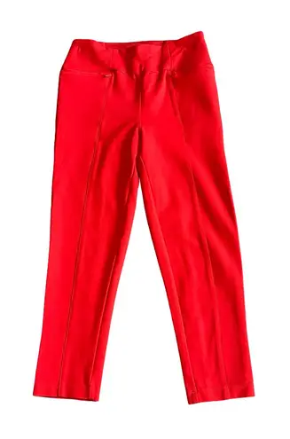 Betabrand Bright Red Cropped Length Pointe Pants Pull-On Seam Leggings Sz Small