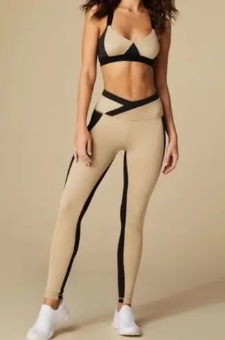 TAN LINES BY SIVAN AYLA Melrose Athletic Set M Black Beige Colorblock Crossback Size M
