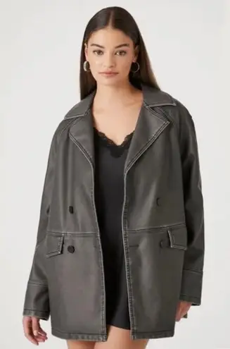 Forever 21 Faux Leather Double-Breasted Jacket