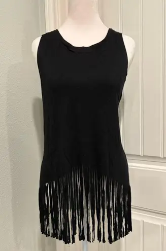 Hot Kiss Black Fringe Tank Top Size M