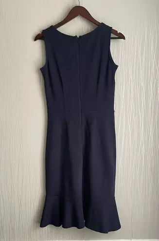 Talbots  Women’s Flounce Hem Fit & Flare Dress Navy Blue 100% Cotton Size XS