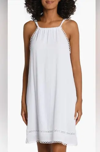 La Blanca Illusion Crinkle Cover-Up Dress, White, X-Small, $93