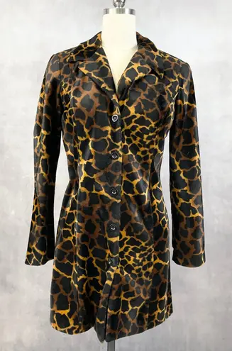 A Byer Y2K Women Giraffe Print Coat Jacket Small Mob Wife Indie Sleaze Glam Edgy