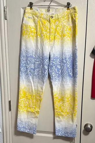💖 Vintage Escada Sport High Rise Printed Cropped Jeans Yellow Size 10