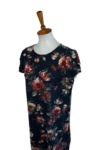 Flaunt Boutique Ces Femme Shift Dress Floral Print Blue Size Large