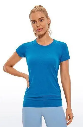 CRZ Yoga Speedy Seamless Short Sleeves Slim Fit Top in Super-Sonic Blue Size L
