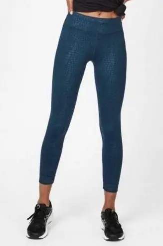 Sweaty Betty  7/8 Croc Embossed Teal Yoga Leggings S